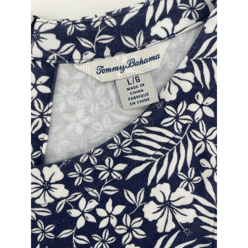 Tommy Bahama Tank Dress Women Lg  Blue Tropical Floral Sleeveless Ruffle Midi - Picture 4 of 7